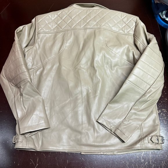 Reason Mens faux Leather Zipper Pocket Classic Motorcycle Jacket - Picture 2 of 4